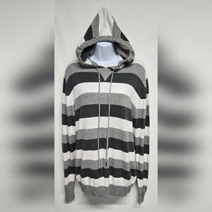 The Slope Cotton Hoodie Sweater Top Horizontal Stripes Long Sleeve